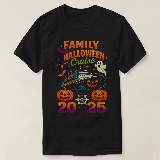 Camiseta Equipo familiar de crucero familiar Halloween 2025 (Diseño del anverso)