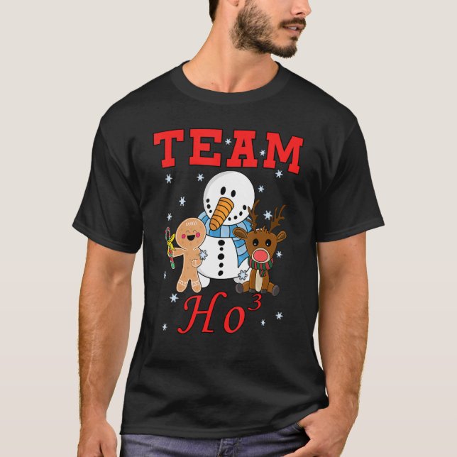 Camiseta Equipo Ho Ho Ho Ho Snowman bebé reno Gingerbread (Anverso)