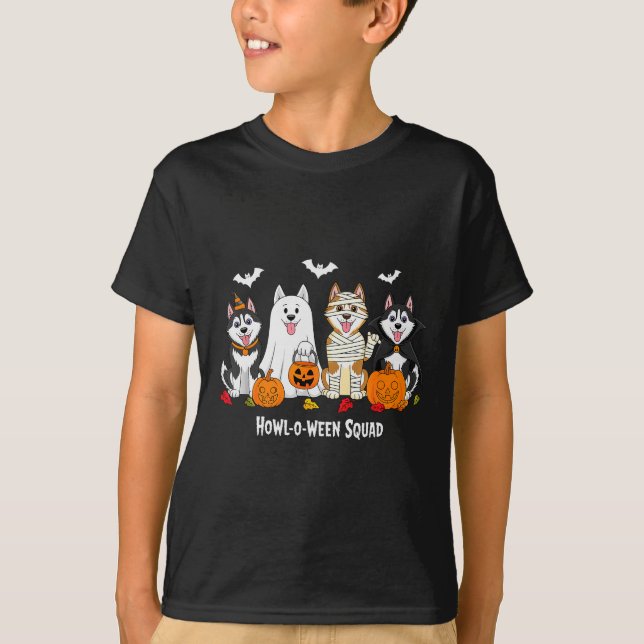 Camiseta Equipo Husky Halloween Aullar O Ween (Anverso)