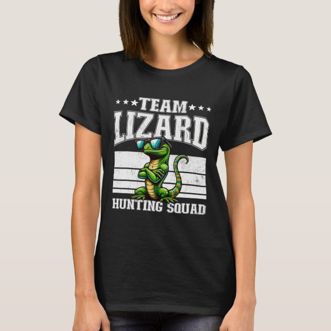 Camiseta Equipo Lizard Caza Squad Funny Retro Gecko Lizard (Anverso)