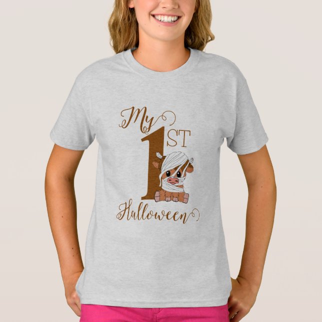 Camiseta Equipo Moo de Halloween Granja Vaca Highland (Anverso)