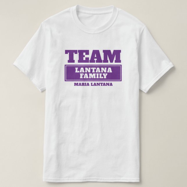 Camiseta Equipo morado personalizado de la familia o camise (Diseño del anverso)