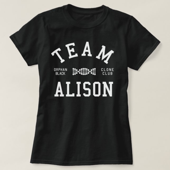 Camiseta Equipo negro huérfano Alison (Diseño del anverso)
