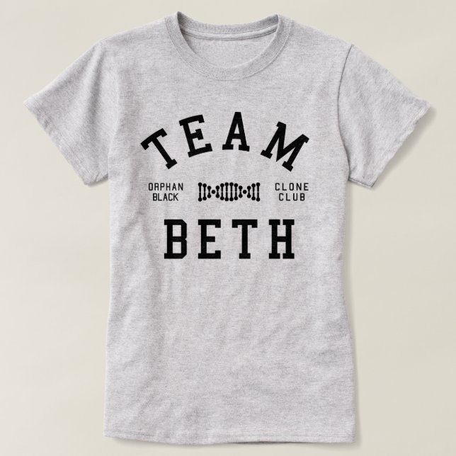 Camiseta Equipo negro huérfano Beth (Diseño del anverso)