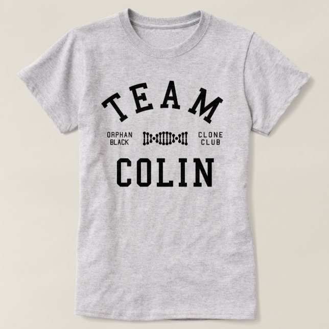 Camiseta Equipo negro huérfano Colin (Diseño del anverso)