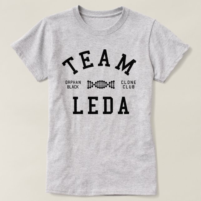 Camiseta Equipo negro huérfano Leda (Diseño del anverso)