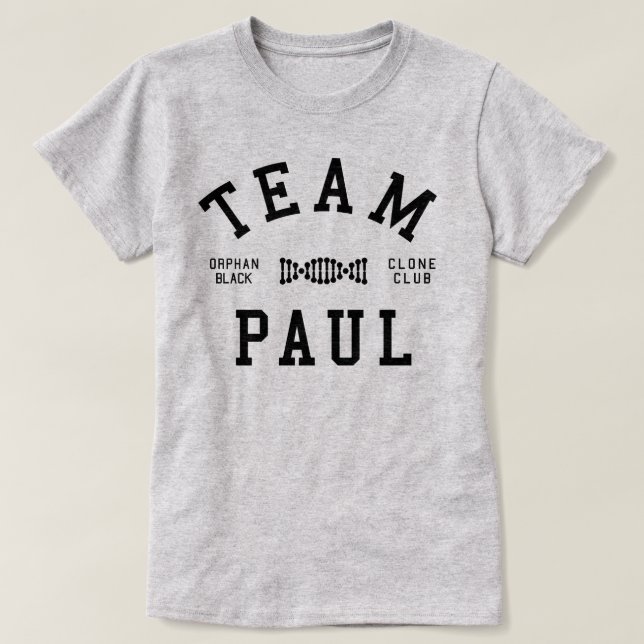 Camiseta Equipo negro huérfano Paul (Diseño del anverso)