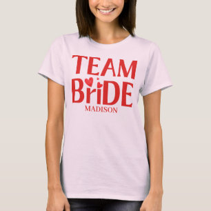 Camiseta Equipo Novia Despedida de Soltera Rojo Rosa