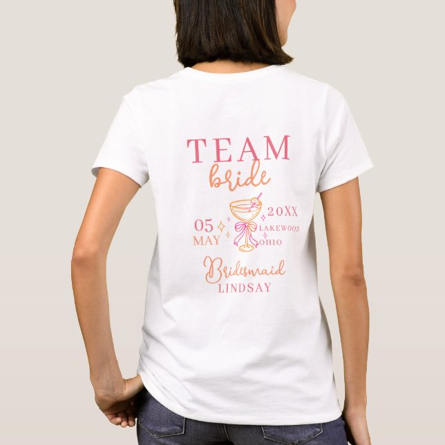 Camiseta ¡EQUIPO NOVIA! Fiesta de Despedida de Soltera con  (Reverso)