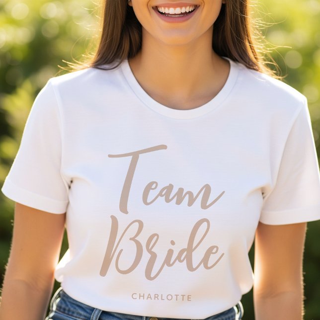 Camiseta Equipo Novia Nombre Personalizado Boda Beige Blanc (Subido por el creador)