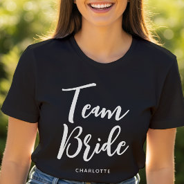 Camiseta Equipo Novia Nombre Personalizado Boda Blanco Negr