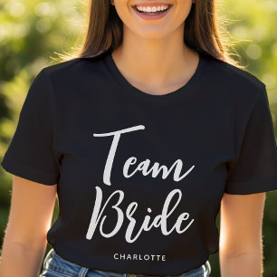 Camiseta Equipo Novia Nombre Personalizado Boda Negro Blanc