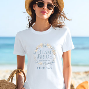 Camiseta ¡Equipo Novia! Novia Costera de Playa Elegante Con