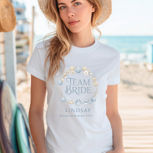 Camiseta ¡Equipo Novia! Novia de Playa Elegante Concha de M
