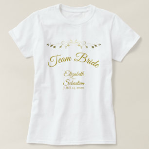 Camiseta Equipo Novia Simple Elegante Bodas con Florituras