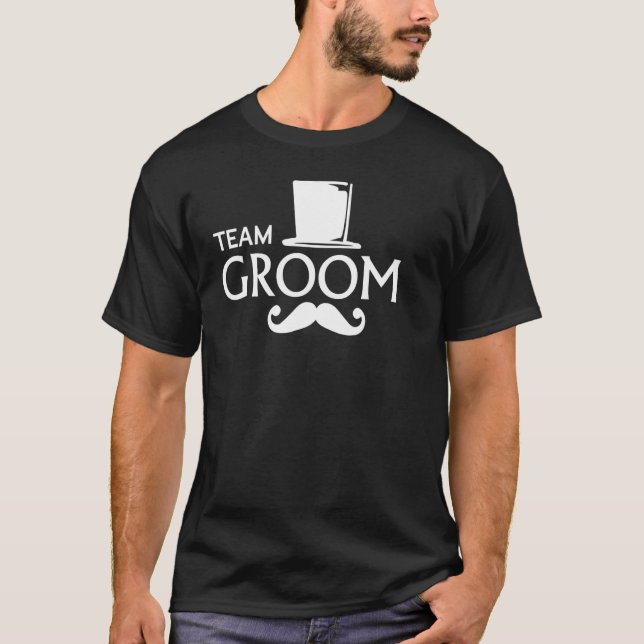 Camiseta Equipo Novio Bigote Y Sombrero Alto Boda Despedida (Anverso)