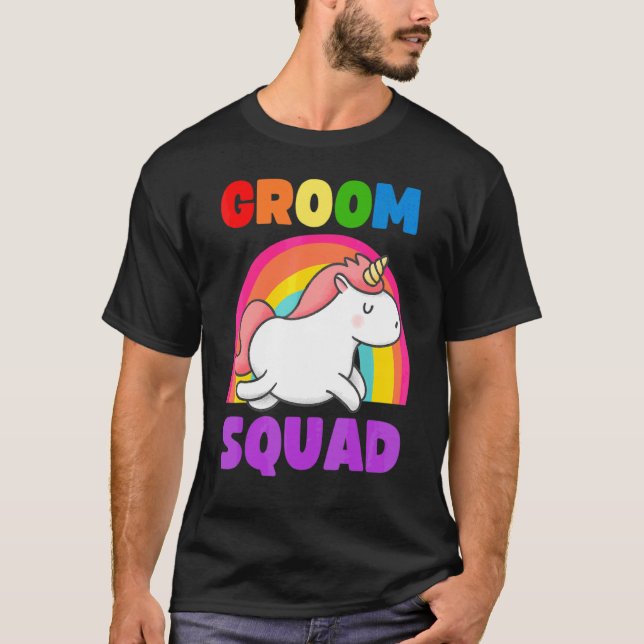 Camiseta Equipo novio gay unicornio Lgbt despedida de solte (Anverso)