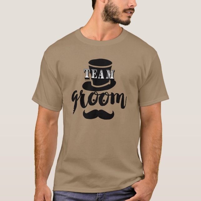 Camiseta Equipo Novio Sombrero Bigote (Anverso)