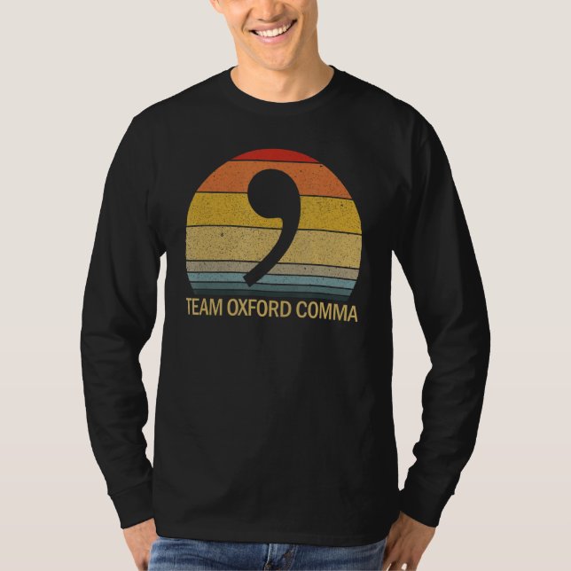 Camiseta Equipo Oxford Comma Retro Sunset Team Oxford Comma (Anverso)