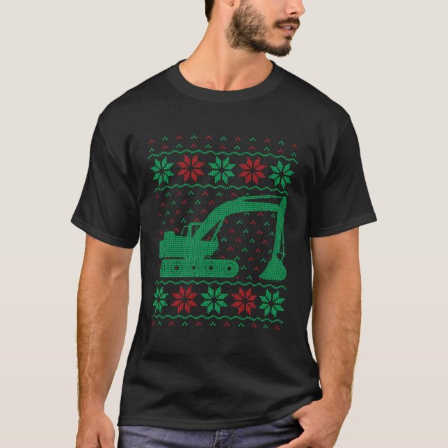 Camiseta Equipo pesado Xmas Gift Excavator Ugly (Anverso)