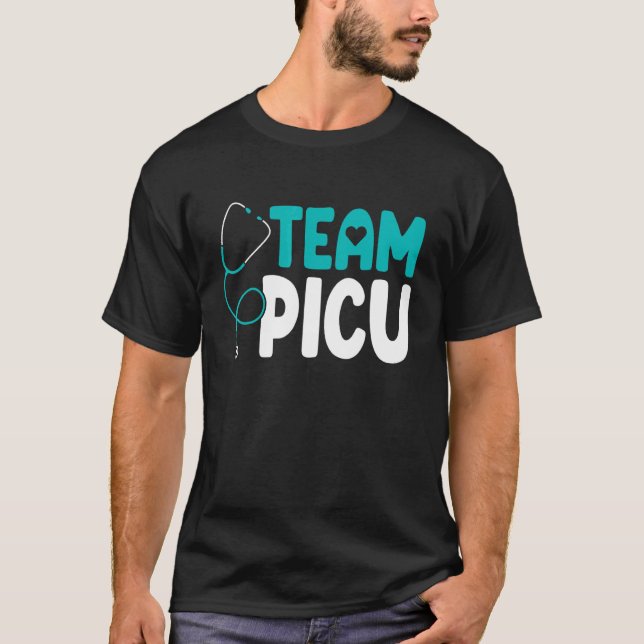 Camiseta Equipo PICU Stethoscope Novedad pediátrica para en (Anverso)