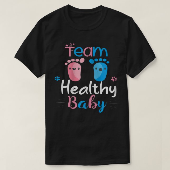 Camiseta Equipo Sano Bebé, género revelado, familia coincid (Diseño del anverso)