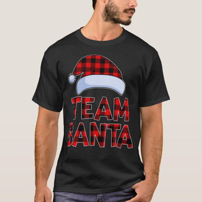 Camiseta Equipo Santa Red Plaid Claus Gorra Coincidir con C (Anverso)