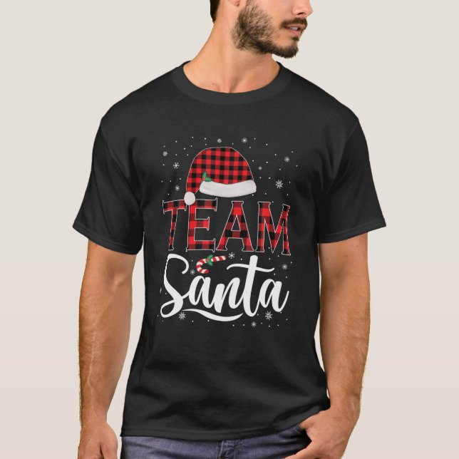 Camiseta Equipo Santa Red Plaid Claus Gorra Coincidir con C (Anverso)