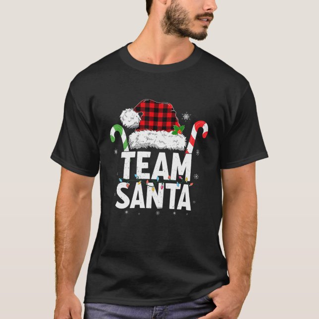 Camiseta Equipo Santa Red Plaid Navidades de la familia coi (Anverso)