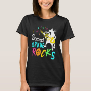 Camiseta Equipo Segundo Grado Rocks 2do Grado Gato Tocando