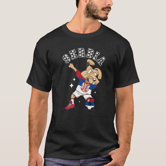 Camiseta Equipo serbio de fútbol perro bandera serbia raíz  (Anverso)