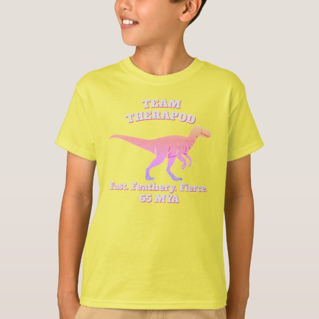 Camiseta Equipo Theropod - Rápido. Feathery. Fuerte (Anverso)