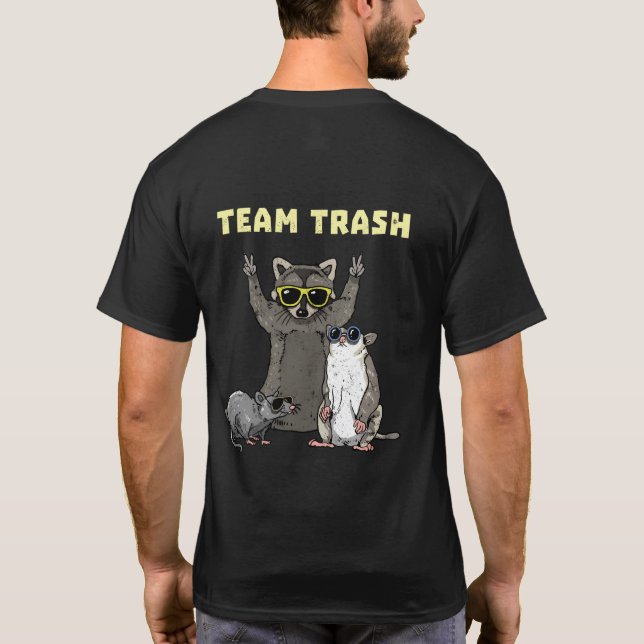 Camiseta Equipo Trash Opossum Raccoon Rat Animales Garbage  (Reverso)