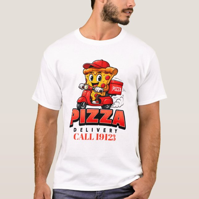 Camiseta Equipo Uniforme de Personal de Entrega de Pizza 🚚 (Anverso)