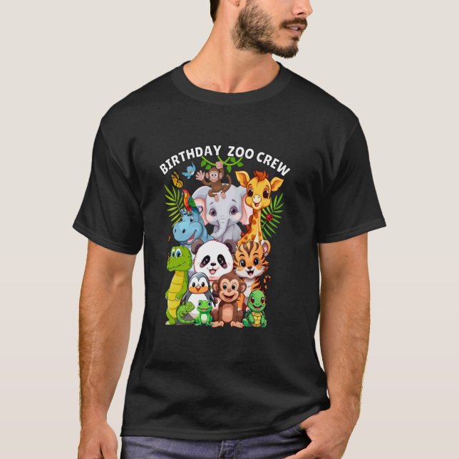 Camiseta Equipo zoológico de cumpleaños, animales salvajes  (Anverso)