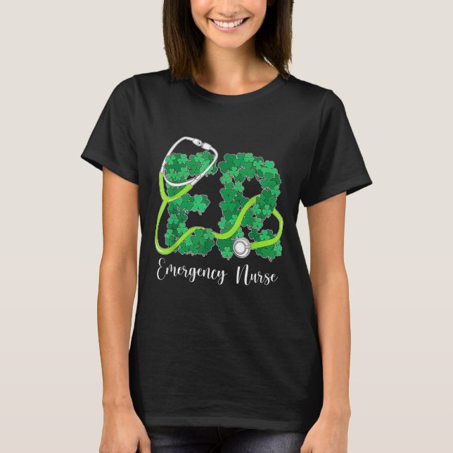 Camiseta Er Emergency Nurse Stethoscope St. Patrick's Day S (Anverso)