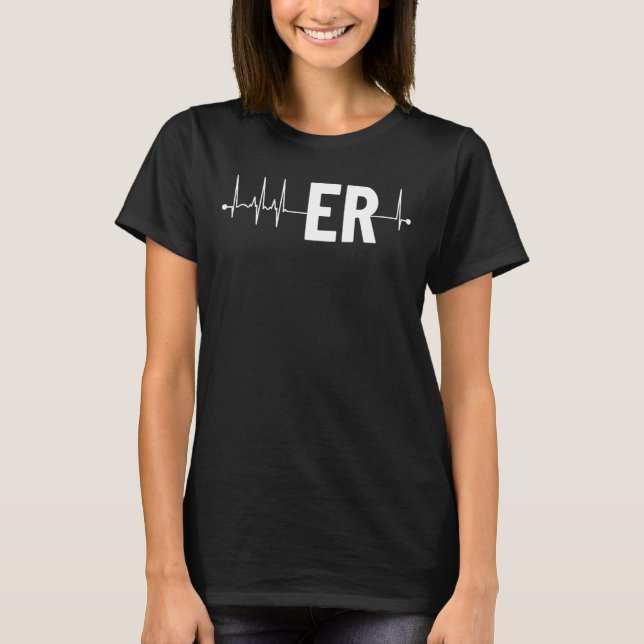 Camiseta ER Enfermera de latido cardíaco EKG RN Cute Emerge (Anverso)