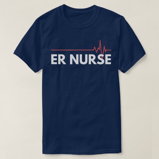Camiseta ER NURSE Emergencias Sala Enfermería RN Heartbeat  (Diseño del anverso)