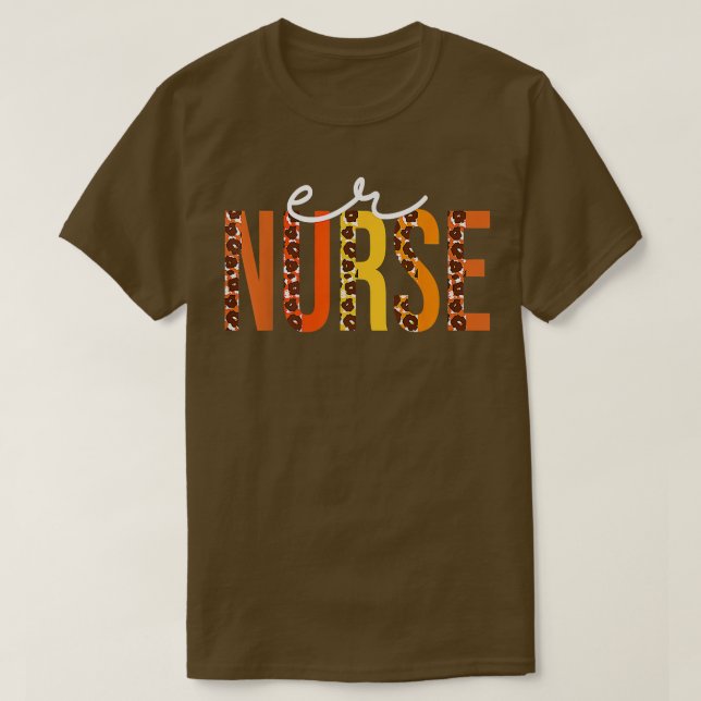 Camiseta ER Nurse leopard Cute Fall Amantes de otoño Thanks (Diseño del anverso)