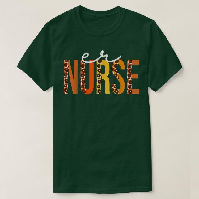 Camiseta ER Nurse leopard Cute Fall Amantes de otoño Thanks (Diseño del anverso)