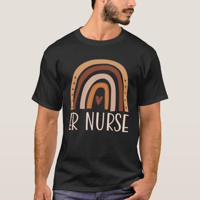 Camiseta ER Nurse Nursing School Trendy Bohemian Rainbow Bo (Anverso)