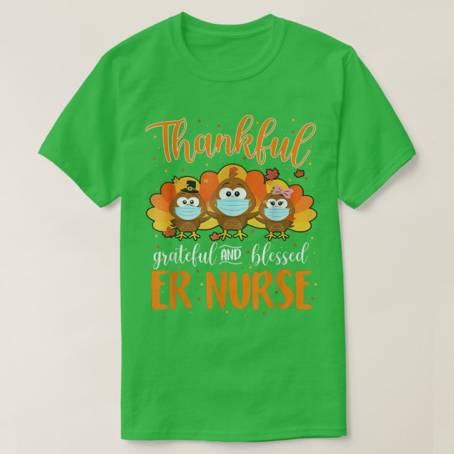 Camiseta ER Nurse Turkey Face Mask Nurse Fall Thanksgiving  (Diseño del anverso)