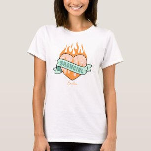 Camiseta Era de Showgirl Lindo Corazón con Nombre Personali