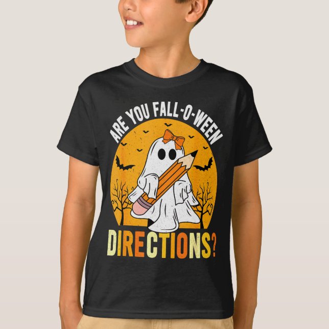 Camiseta ¿Eres Fall-o-ween Dirección Divertido Sarcástico C (Anverso)