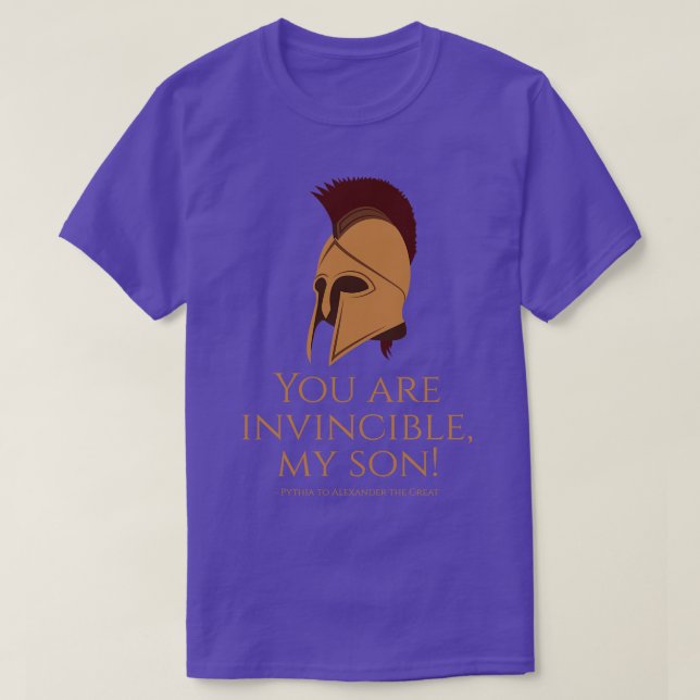 Camiseta Eres invencible mi hijo Pythia para Alejandro el (Diseño del anverso)