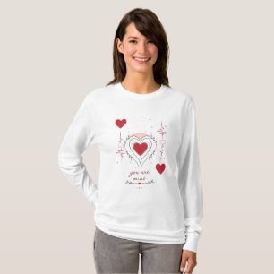 Camiseta Eres Mío Arte de Línea de Corazón Minimalista