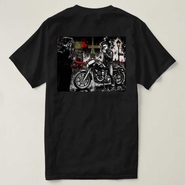 Camiseta "¿Eres psychobilly o motero?" (Reverso del diseño)
