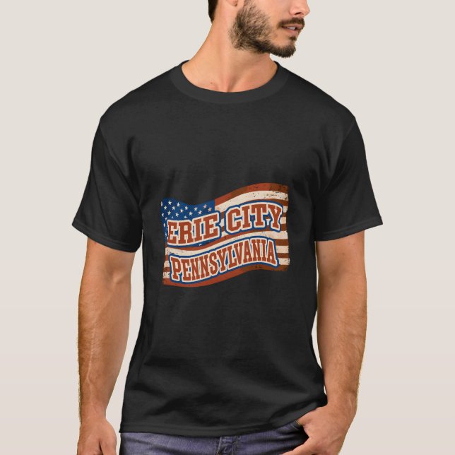Camiseta Erie City Pennsylvania American Flag (Anverso)