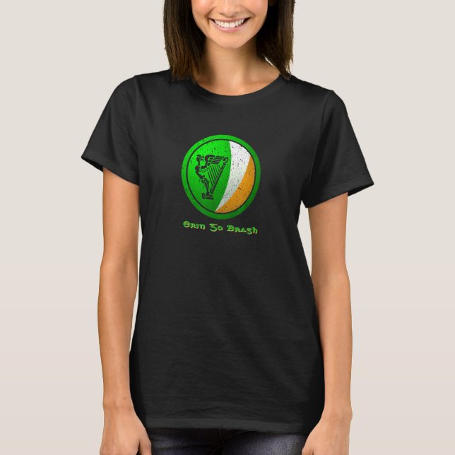 Camiseta 'erin Go Bragh'  Irish Flag With Irish Harp (Anverso)