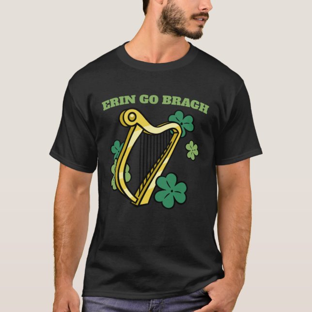 CAMISETA ERIN GO BRAGH IRLANDÉS CLOVER HARP ST.PATRICK'S DA (Anverso)